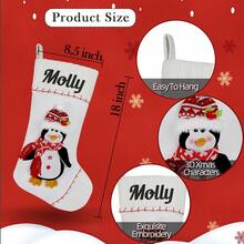 个性化圣诞袜、圣诞节定制刺绣家庭袜、带名字的季节性家居和厨房装饰、针织圣诞袜 - 彩色 - 查看 3