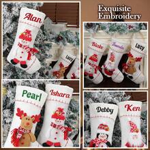 个性化圣诞袜、圣诞节定制刺绣家庭袜、带名字的季节性家居和厨房装饰、针织圣诞袜 - 彩色 - 查看 8