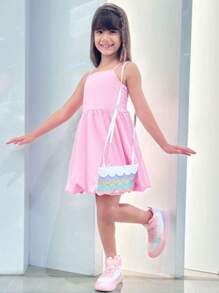 Vestido Balonê Alcinha Moda Blogueira – Tamanhos 2 a 10 anos - Rosa Bebê - Visão 1