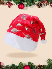1 chiếc mũ ông già Noel bằng lông vũ và bông tuyết vàng, phụ kiện trang trí - mũ ông già Noel - Xem 2