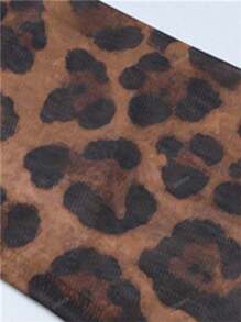 Top sexy de mujer tipo body con estampado de leopardo transparente, tipo cárdigan con cordones y manga larga, Y2K para mujer