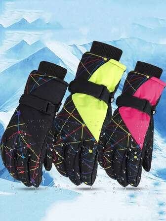 1 Pair Children's Winter Ski Gloves, Waterproof Windproof Ski Gloves, Outdoor Sports Warm Gloves