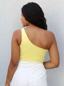 Kit 2 Women's Cropped Top Mula Manca One Strap Basic Suplex Lined Top - Màu Mù tạt vàng - Xem 3