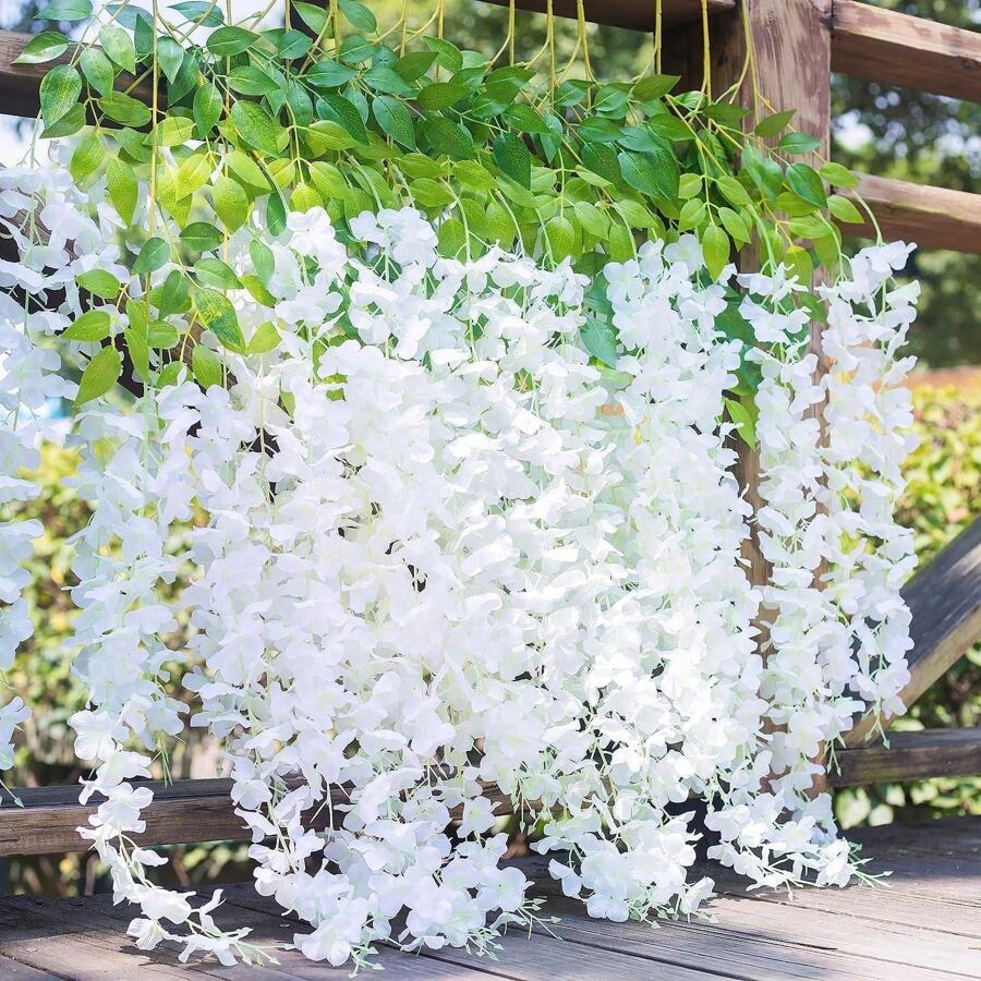12 Pack /45 Inch /3.7ft Wisteria Artificial Flower Bushy Silk Vine