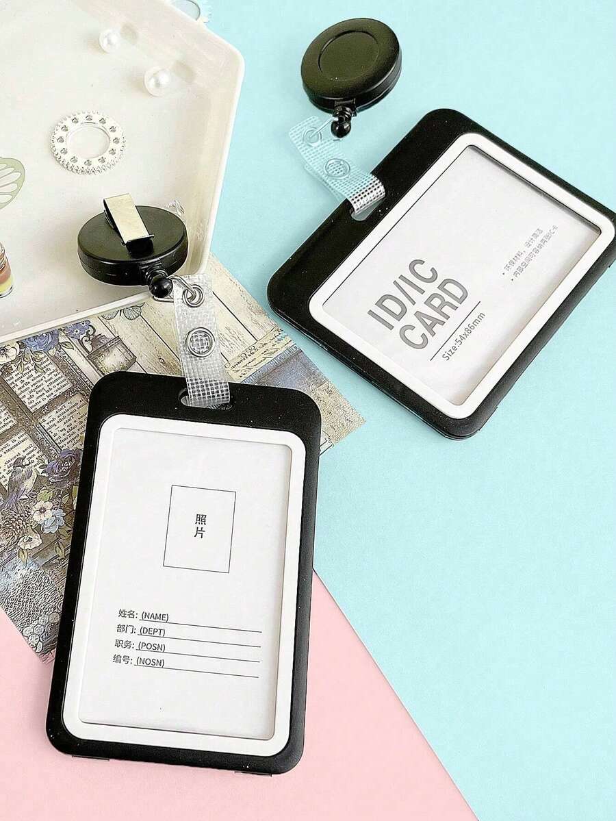 1 Chiếc Dây Đeo Đồng Hồ Bằng Da Đơn Giản Hiện Đại Màu Đen Kiểu Ngang Dễ Kéo Có Thể Thu Vào Huy Hiệu Làm Việc Giá Đỡ Thẻ Huy Hiệu Bao Da Thẻ Làm Việc Của Nhân Viên Bằng Nhựa Giá Đỡ Giấy Phép Đồ Dùng Học Sinh Đồ Dùng Văn Phòng Cho Giáo Viên - màu đen - Xem 1