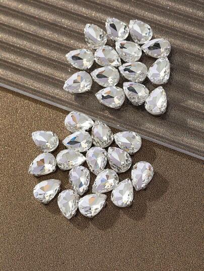 20/100pcs 10*14mm Drop Shaped Hand-Sewn Glass Beads, Asymmetric Shape Glass Claw Beads, Clothing & Shoe & Bag Accessories