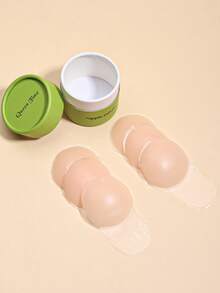 Bộ 6 miếng lót núm vú tròn màu hồng có thể tái sử dụng kèm hộp đựng tròn màu xanh lá cây, cánh hoa silicon dính liền mạch, áo ngực di động tiện lợi và phụ kiện đồ lót giúp ngăn ngừa sự cố tủ quần áo - Màu be - Xem 6