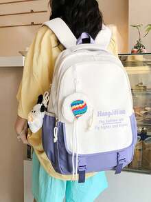 Nylon Notebook Backpack Chooser Waterproof Large Capacity Unisex - Violet Purple - View 1