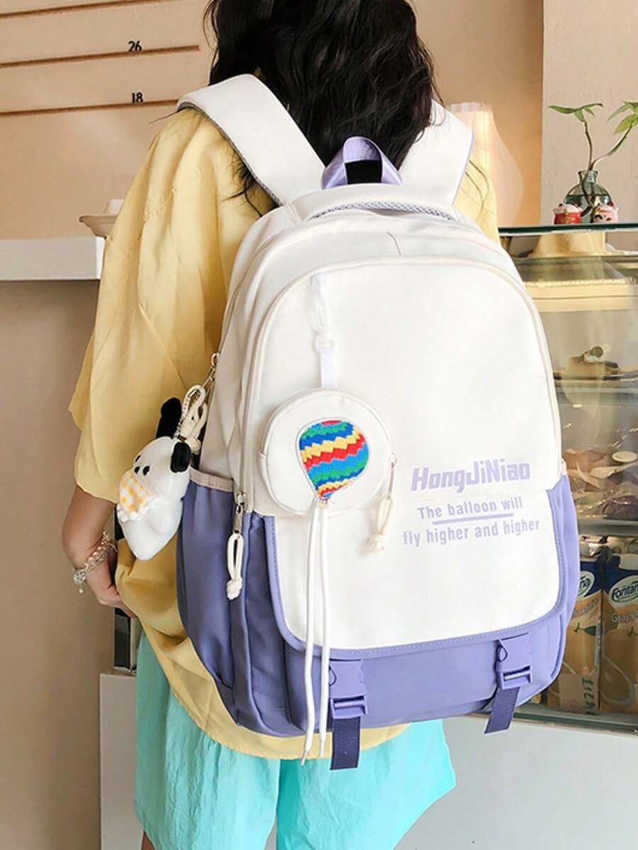 Nylon Notebook Backpack Chooser Waterproof Large Capacity Unisex - Violet Purple - View 1