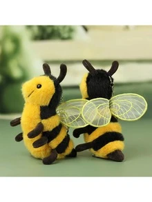 可爱毛绒逼真假大黄蜂吊坠娃娃卡通娃娃包包饰品钥匙链 - 彩色 - 查看 1