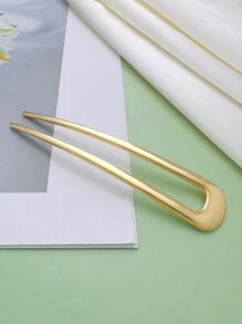 1pc Personalized Geometric U-Shaped Zinc Alloy Hair Clip, Elegant Hair Accessory, Gold Hair Claw Clip, Hair Barrette, School Supplies, Accessories For Women - Gold - View 5