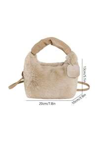 女士可爱毛绒斜挎包，蓬松顶部提手包，单肩包，时尚美观的吊带钱包，毛绒包，褶皱云朵毛绒包，仿皮草女包，手提包，可爱小众毛绒，新款秋冬女包，最佳秋季钱包，新款女士皮草包