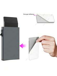 铝合金防盗/银行卡包钱包和女士生日情人节父亲节礼物旅行返校卡夹卡夹钱包名片夹信用卡夹男士迷你钱包卡片钱包射频识别钱包 - 灰色 - 查看 3