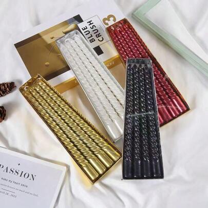 8 Inch Spiral Taper Candles Set For Christmas, Unscented Twisted Candlesticks, Dripelss Thin Tapered Candles For Holiday Party,Suitable For Christmas, Weddings, And Various Other Holidays