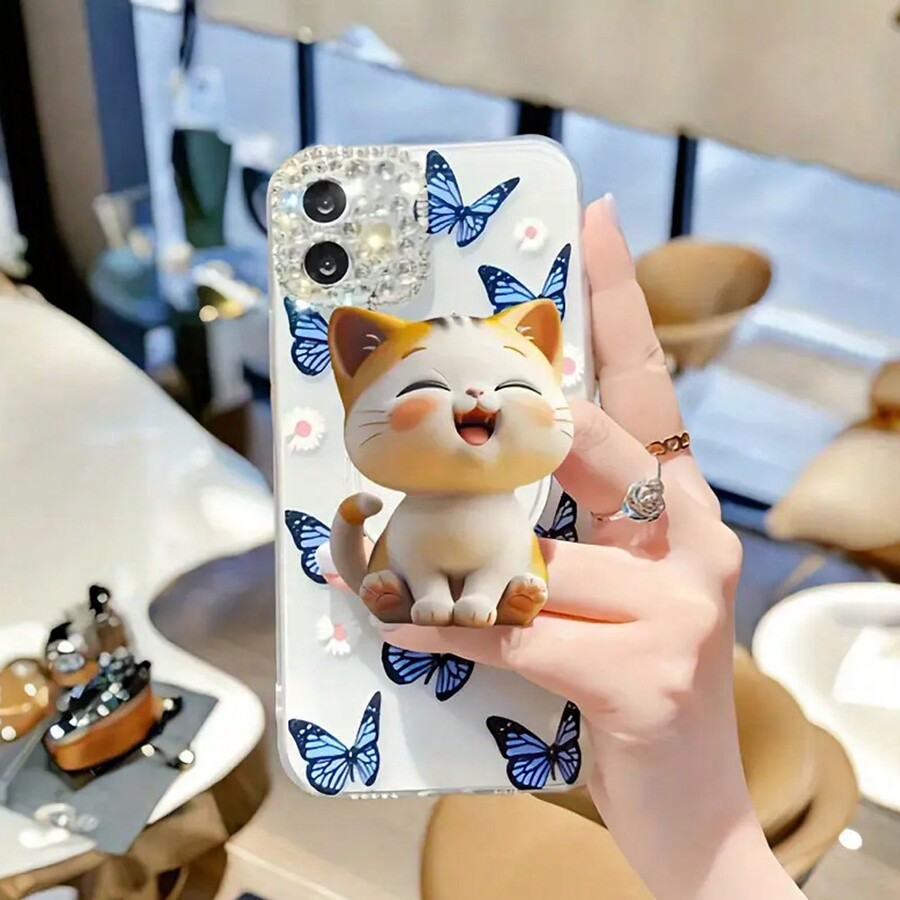 1pc Cute Cat & Dog Luxury Mobile Phone Stand, 2D Acrylic Pet Series