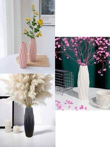 1 lọ hoa nhựa, lọ chống đổ, lọ hoa trang trí, hộp đựng hoa, không vỡ, thích hợp để trang trí trong nhà, quán cà phê, nhà riêng, nhà hàng, tiệc tùng, đám cưới, văn phòng, nhà bếp và phòng khách - Trắng - Xem 1