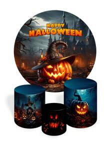 Round Panel Cover Kit + Trio Of Sublimated Cylinder Covers Party And Birthday Decoration Various Themes Children Adult Halloween Horror Fantasy - 完整套件 2246 - 查看 1