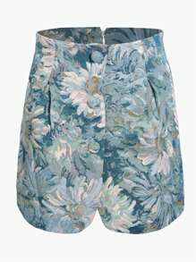 Floral Print Slit Detail Skirt