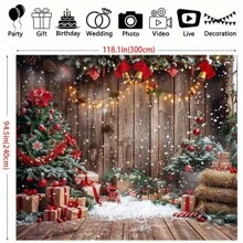 Festive Christmas Backdrop - Rustic Wooden Wall & Floor Design For Holiday Photos, Party Decorations, And Room Ambiance - Multicolor - View 6