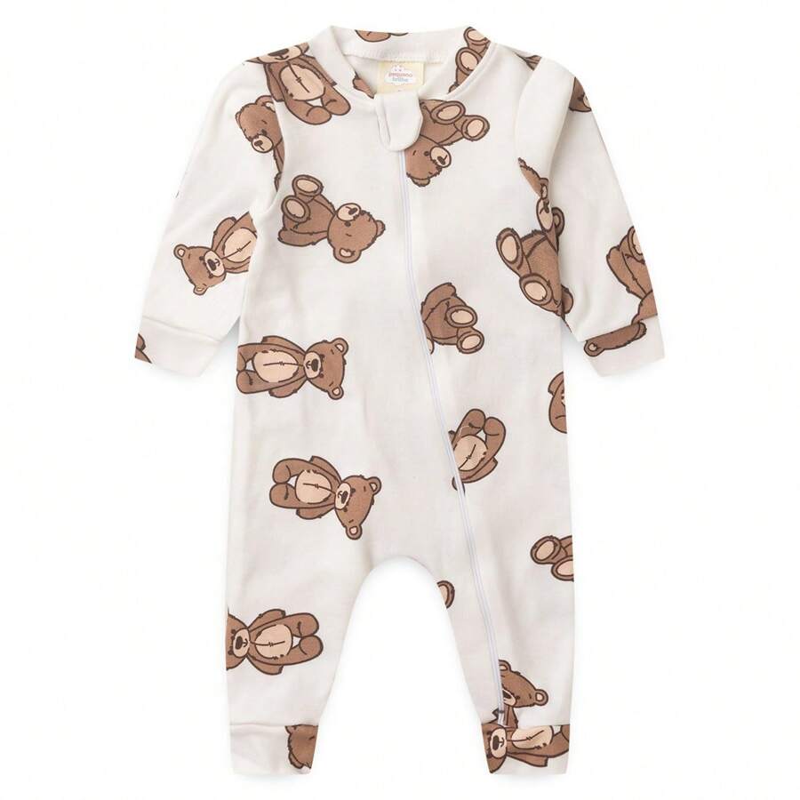 100% Cotton Baby Romper Cream Bear - 米色 - 查看 1