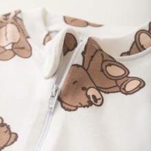 100% Cotton Baby Romper Cream Bear - 米色 - 查看 2