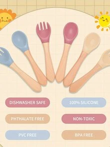 3 件定制文字木柄蜗牛碗，硅胶吸盘喂食套装，易清洁餐具套装 - 多色 - 查看 5