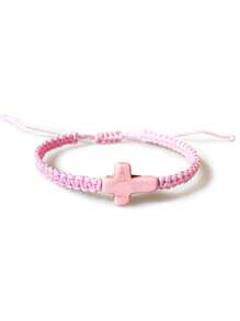 1 pieza Bestseller pulsera hecha a mano trenzada con cruz de turquesa ajustable para niños, tobillera unisex de playa