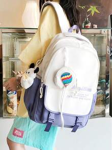 Nylon Notebook Backpack Chooser Waterproof Large Capacity Unisex - Violet Purple - View 5