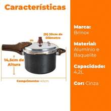 Mkasa Brinox 4.2L Ceramic Life Pressure Granite Non-Stick Induction Pressure Cooker - 黑色 - 查看 5