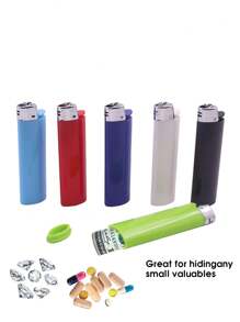 1pc Creative Lighter Shaped Storage Box (No Lighter Stone), Unique Concealed Storage Box, Disguised Lighter For Storing Personal Items, Suitable For Outdoor, Parties, Medicines, Jewelry, Cash And Other Valuables - Multicolor - View 1