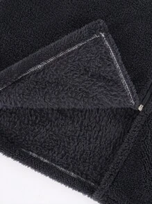 Pijama Invierno para Mujer, Pijamas Polar con Manga Larga, Pijama Grueso con Capucha, Diseño de Bordado con Apliques - Negro - Ver 7