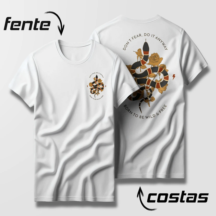 White Streetwear T-Shirt Front And Back - Coral Snake Tumblr Style New Release - 白色 - 查看 1