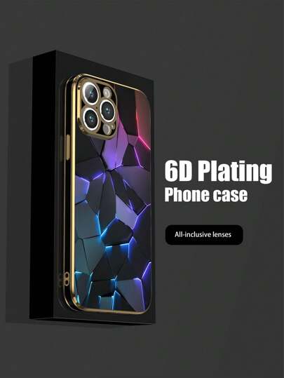 1 Funda de teléfono móvil antirrotura con tecnología de patrón de electropla tado negro 6D TPU compatible con iPhone, Galaxy, Redmi, Oppo