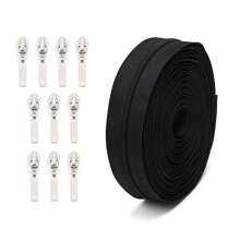 1set - 3 Mixed Color Zippers, 177inch Length, With 10pcs Silver Locking Zipper Pulls, Suitable For Clothing, Bags, Home Textiles And More - Multicolor - View 13