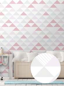 5 Meter Roll Self-Adhesive Wallpaper Soft Triangles In Pink And Gray Washable Bedroom Living Room Kitchen Bathroom - Mẫu 01 - Xem 2