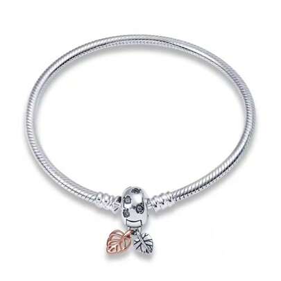 S925 Sterling Silver Maple Leaf & Snake Bone Bracelet, Suitable For DIY Bracelets, Fashionable Jewelry Gift For Women