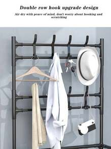 Percha de Pie, Material de Metal Independiente con Almacenamiento de Zapatos, Percha de Ropa para la Sala de Estar del Dormitorio de Entrada - Multicolor - Ver 7