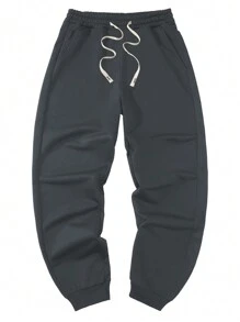 5pcs Classic Solid Color Casual Sports Jogger Sweatpants For Men, Drawstring Elastic Waist Harem Trousers, Vintage Basic Long Jogger Sweatpants For Outdoor, Running, Spring & Autumn