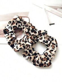 2pcs Women Vintage Elegant Velvet Leopard Print Hair Scrunchies, Elastic Hair Ties For Ponytail, Buns, Suitable For Daily WearHair Ties Scrunchy Hair Ties