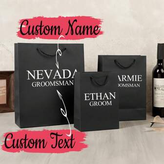 Personalized Groomsmen Gift Bag, Best Man Gift Bag, Groomsmen Gifts, Personalized Gift Bag, Gift Bags For Wedding Party, Wedding Favors Gift Bags For Men, Groomsmen Proposal Bags Kraft Paper Bags With Handles, Black Paper Bags, Black Gift Bags,Gala Night,Festive Calendar