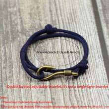 Vintage Fish Hook Man Bracelets Accessories Male Double Layer Lucky Bracelet Braided Bracelet Adjustable Gift For Him ﻿ ﻿