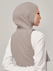 1 pieza Gorra de hijab deportiva lisa, turbante satinado, calentador de cuello con capucha cómodo y suave, versátil para deportes, uso casual, vacaciones y uso diario, accesorios de abaya, ropa casual con velo