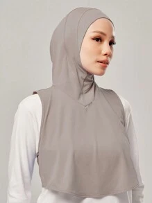 1 pieza Gorra de hijab deportiva lisa, turbante satinado, calentador de cuello con capucha cómodo y suave, versátil para deportes, uso casual, vacaciones y uso diario, accesorios de abaya, ropa casual con velo