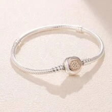 Bestselling S925 Sterling Silver Gold Color Chrysanthemum & Snake Bone Bracelet, Suitable For DIY Bracelet, Fashion Jewelry Gift For Women
