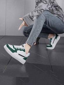 Giày thể thao đi bộ ngoài trời thoáng khí thời trang nữ, giày chạy bộ cổ thấp buộc dây nhẹ, dành cho cả nam và nữ - màu xanh lá - Xem 1