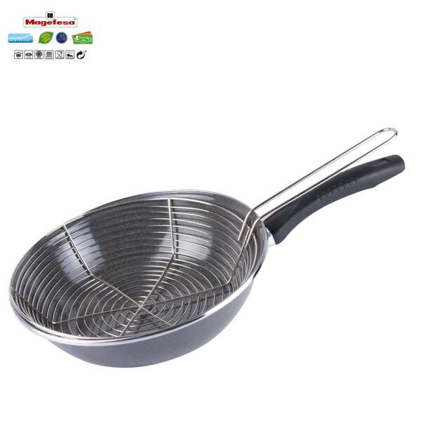 Magefesa Sartén Freidora Cestillo 26cm  ✅ Envíos 24/48h ✅ Recubrimiento Esmaltado, Apta Lavavajillas, Apta Todas Cocinas, Magefesa, Parma, Gris