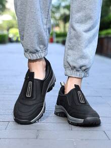 男士一脚蹬运动乐福鞋 - 舒适透气的步行鞋，简约休闲运动鞋 - 黑色 - 查看 3