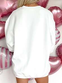 Christmas Santa Claus Sequin Patchwork Crew Neck Casual Long Sleeve Pullover Sweater,Long Sleeve Tops - White - View 5