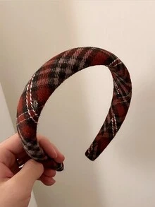 1 件复古圣诞红绿格子头带，复古优雅学院风女士发饰，适合派对、节日、舞会和日常佩戴 - 彩色 - 查看 3