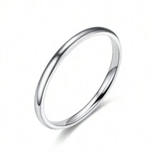 1 pieza Anillo delgado de mujer de acero inoxidable quirúrgico de 2 mm de plata